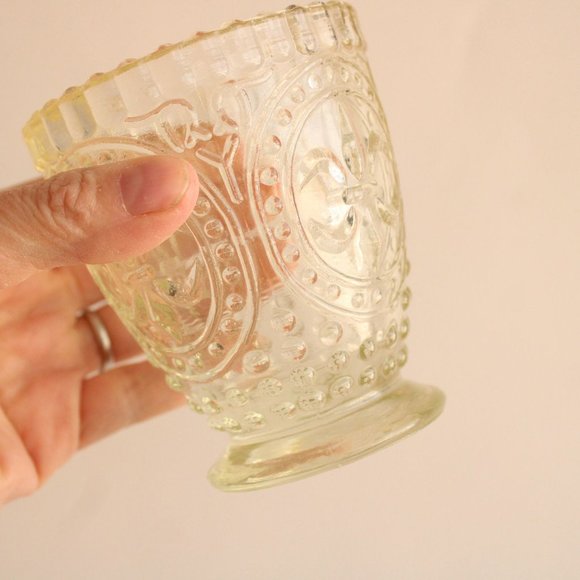 Vintage 1990s Cut Glass Candle Holders by Anthropologie, Fleur De Lis Pattern, - Picture 8 of 10